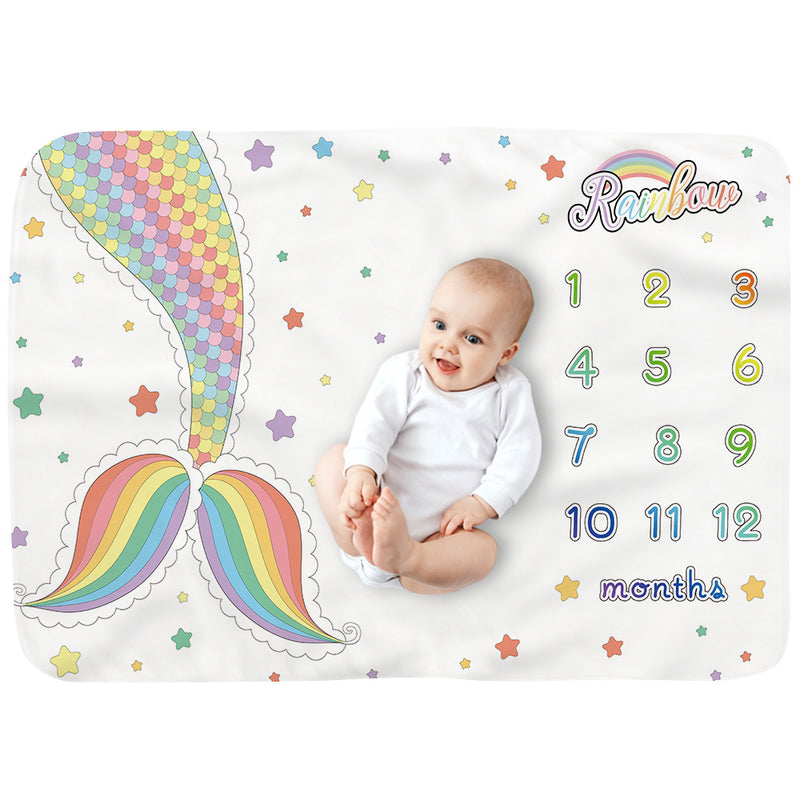 Baby Monthly Record Growth Milestone Blanket Flannel Floral Pajamas