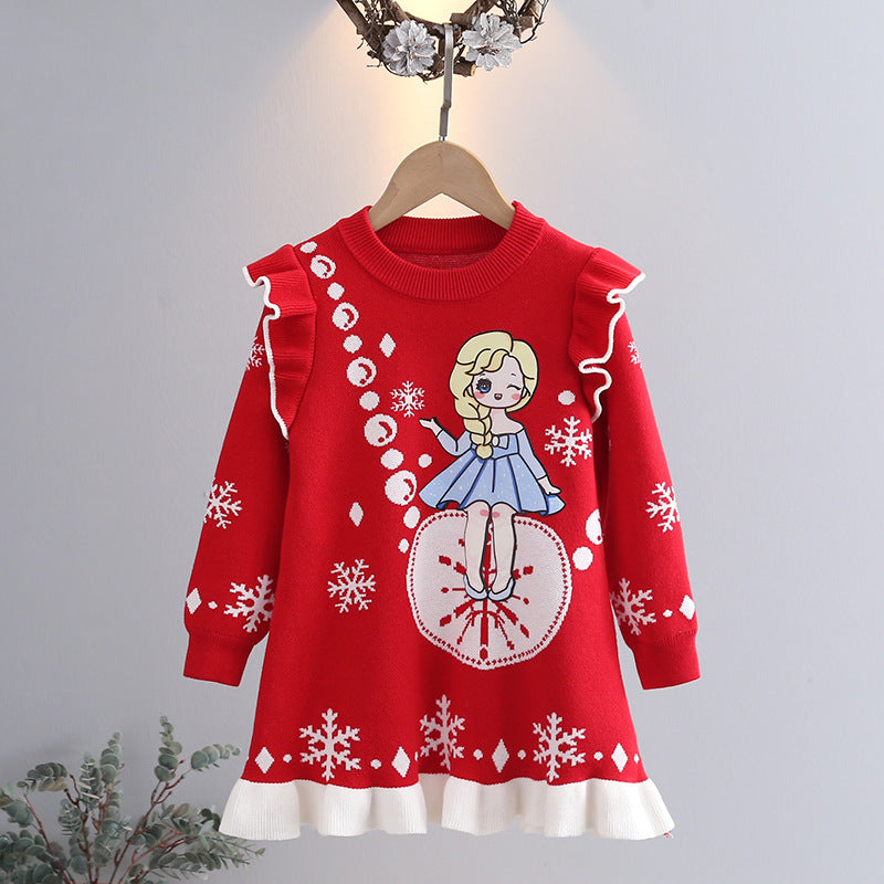 Kid Baby Girl Elsa Autumn and Winter Frozen Aisha Christmas Dress