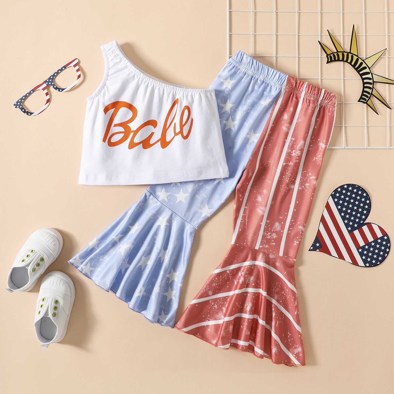 Independence Days Fashion Kids Baby Girls Star Flare 2pcs Sets
