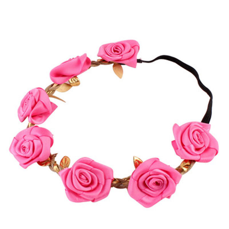 Kid Ball Hair Gold Leaf Headband Wedding Rose Headwear