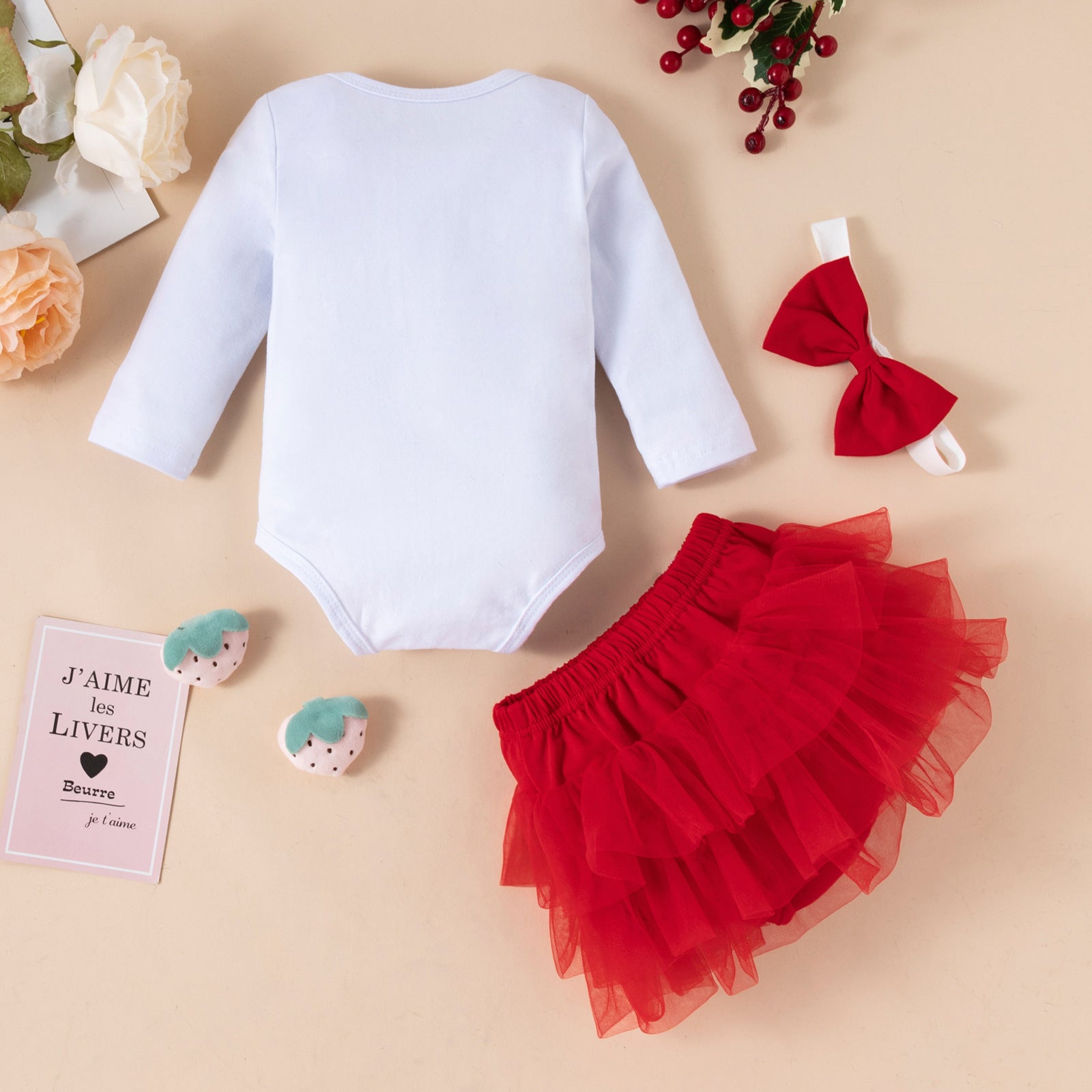 Little Baby Girl Valentine's Day Letter Long Sleeve 3 Pcs Sets