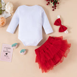 Little Baby Girl Valentine's Day Letter Long Sleeve 3 Pcs Sets