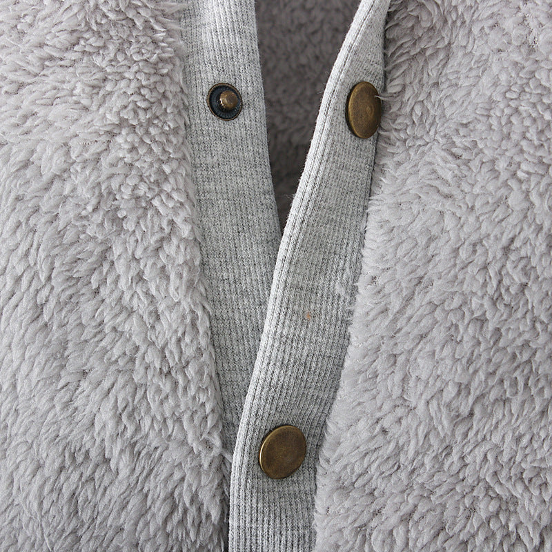 Boys Girls Boy Onesie Spring Winter Solid Color Hooded Fluffy Bear Rompers