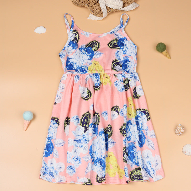Family Matching Mother Daughter Flower Print Idyllic Dresses