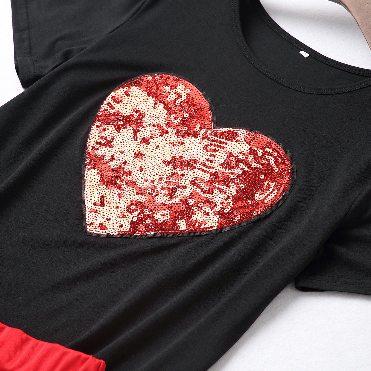 Family Matching Summer Short Sleeve Heart Print Dresses