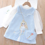 Kid Baby Girl Embroidered Princess Woolen Padded Dresses