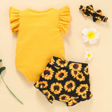 Baby Girls Round Collar Sleeveless Printed Shorts 2 Pcs Sets