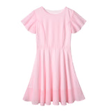 Family Matching Splicing Solid Color Pleated Dresses