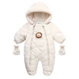 Thick Warm Infant Baby Jumpsuit Hooded Fleece Winter Autumn Overalls Romper