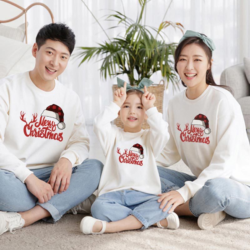 Family Matching Christmas Round Neck Warm Long Sleeved Shirts