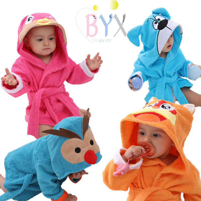 Baby Robe Cartoon Sleepwear Bath Towels Soft Bathrobe Pajamas
