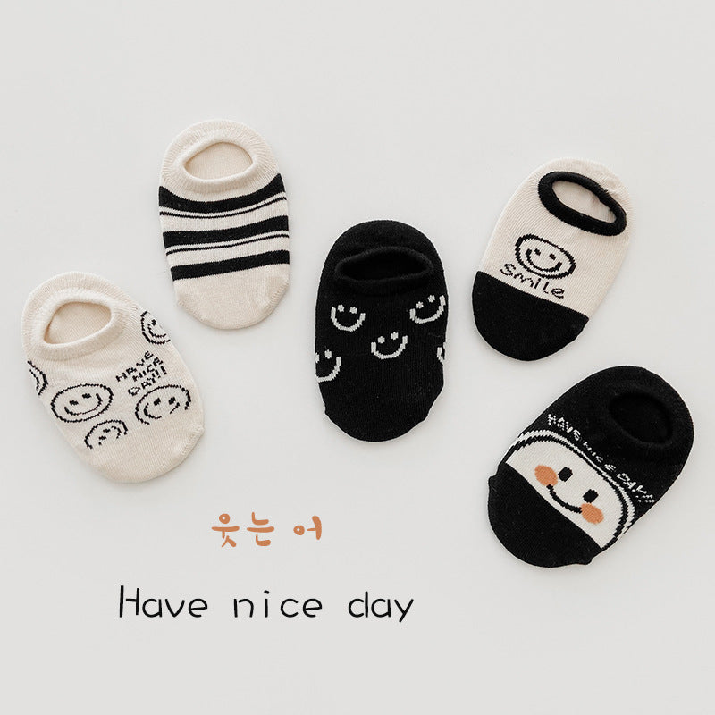 Kid Baby Cotton Anti-Slip Floor Bow Socks 5 Packs