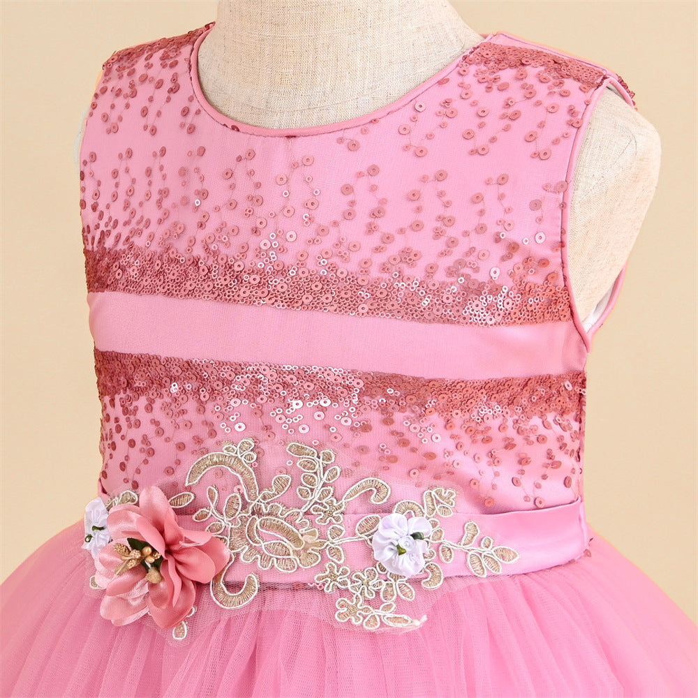 Kid Girl Princess Peng Gauze Piano Playing Dresses