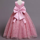 Kid Girls Evening Printed Gauze Fluffy Princess Speech Performance Dress