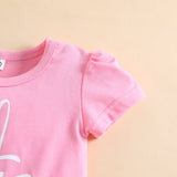 Spring Summer Girls Easter Cartoon Rabbit Pink Cute Braces Set 2 Pcs