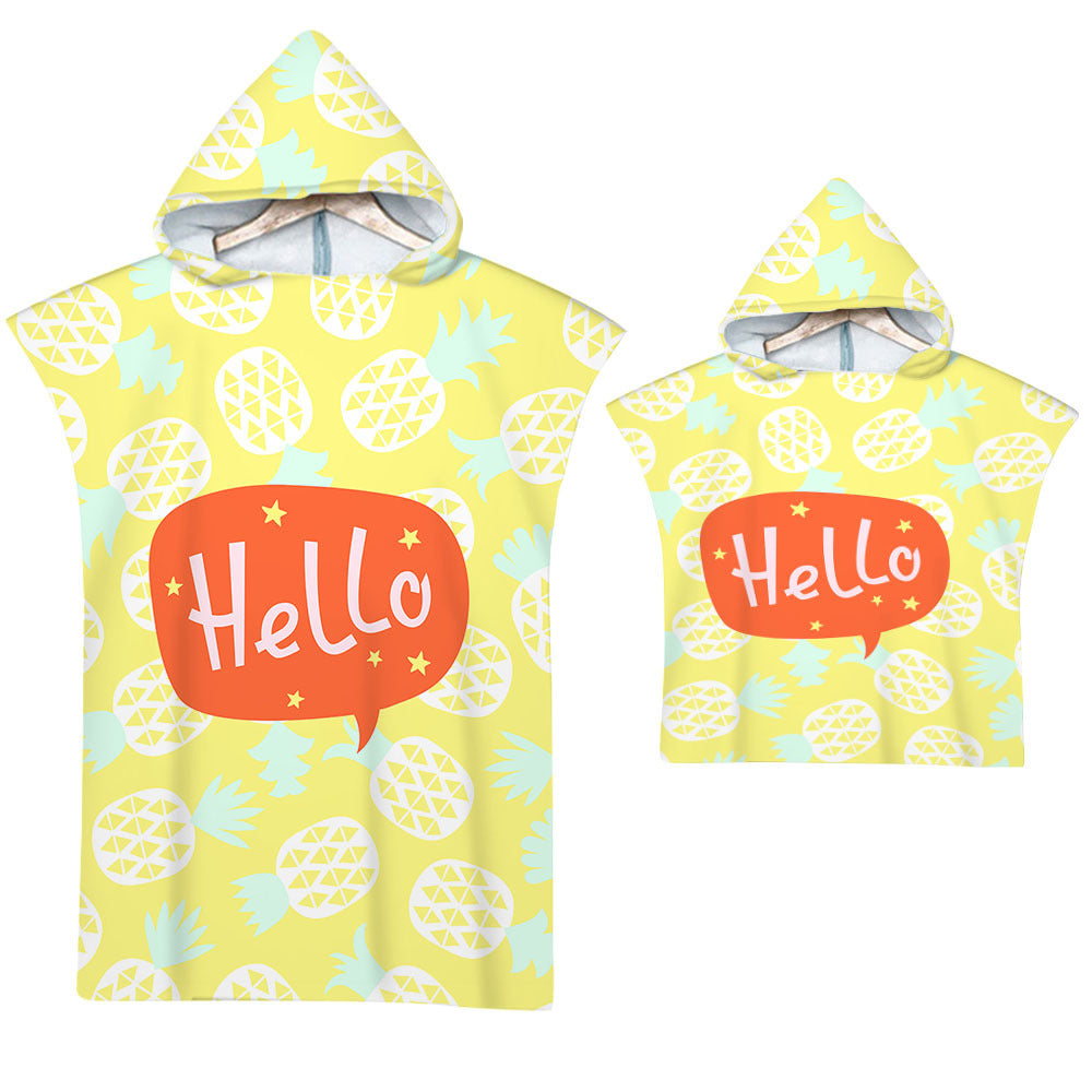 Kids Baby Tropical Fruit Microfiber Hooded Beach Towel Quick-Dry Wearable Pajamas