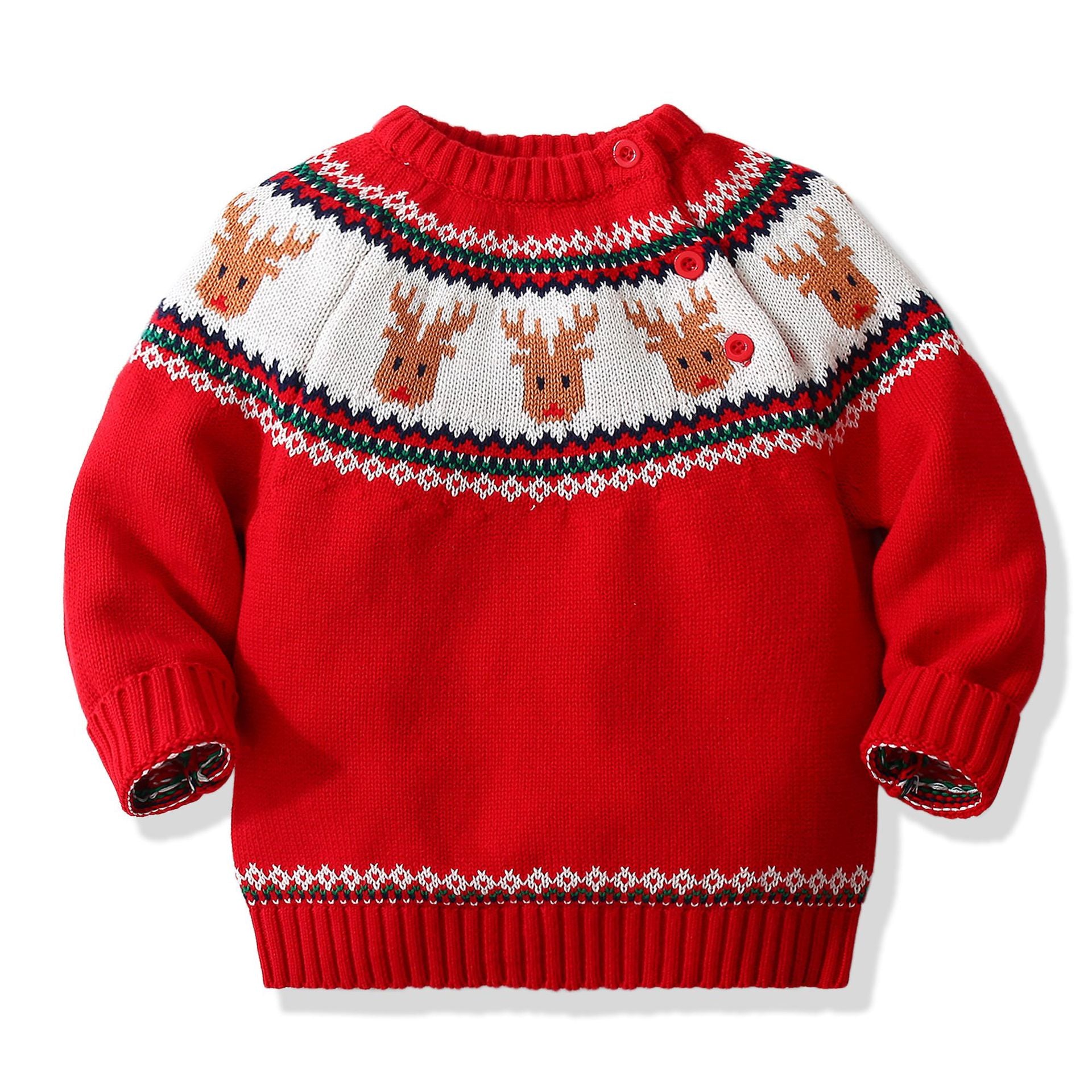 Kid Baby Boy Girl Christmas Elk Pullover Sweater