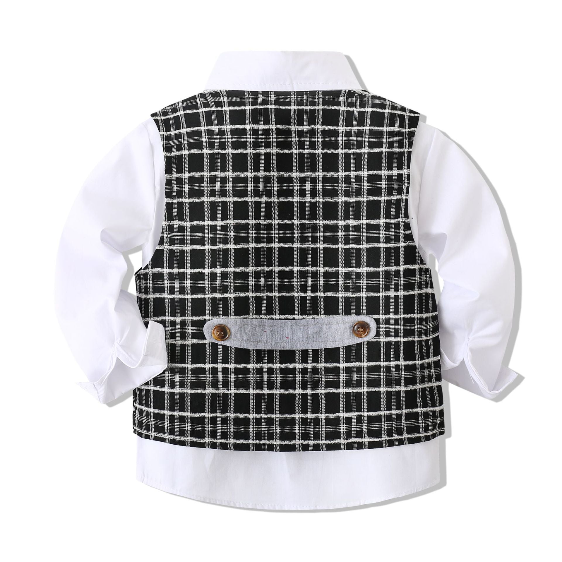 Kid Baby Boy Gentlemen Suit Plaid Party 3 Pcs Sets