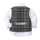Kid Baby Boy Gentlemen Suit Plaid Party 3 Pcs Sets