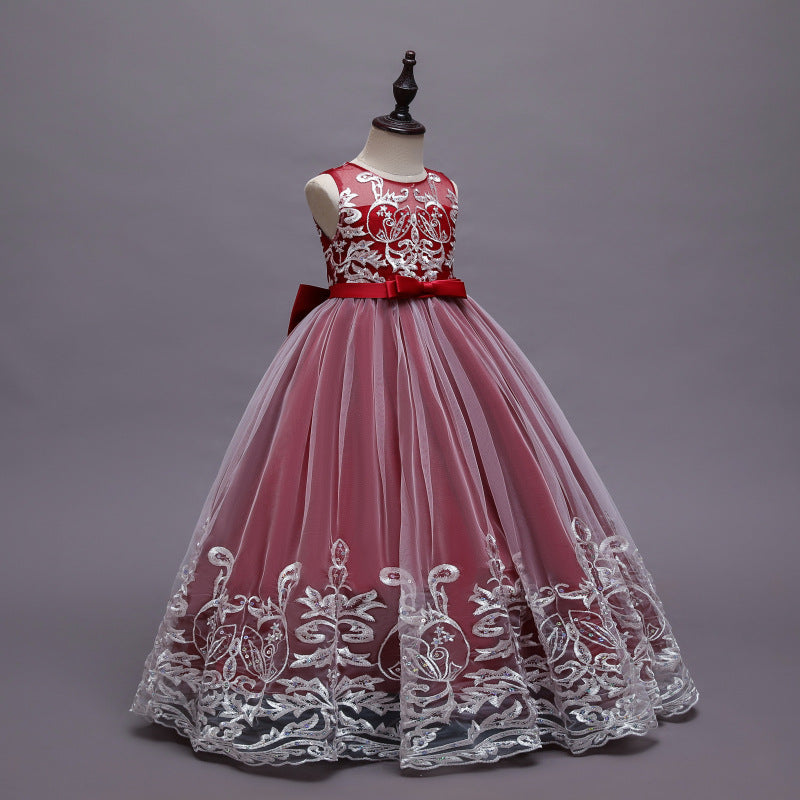 Kid Girl Princess Floral Lace Gown Sequins Gradual Change Dresses