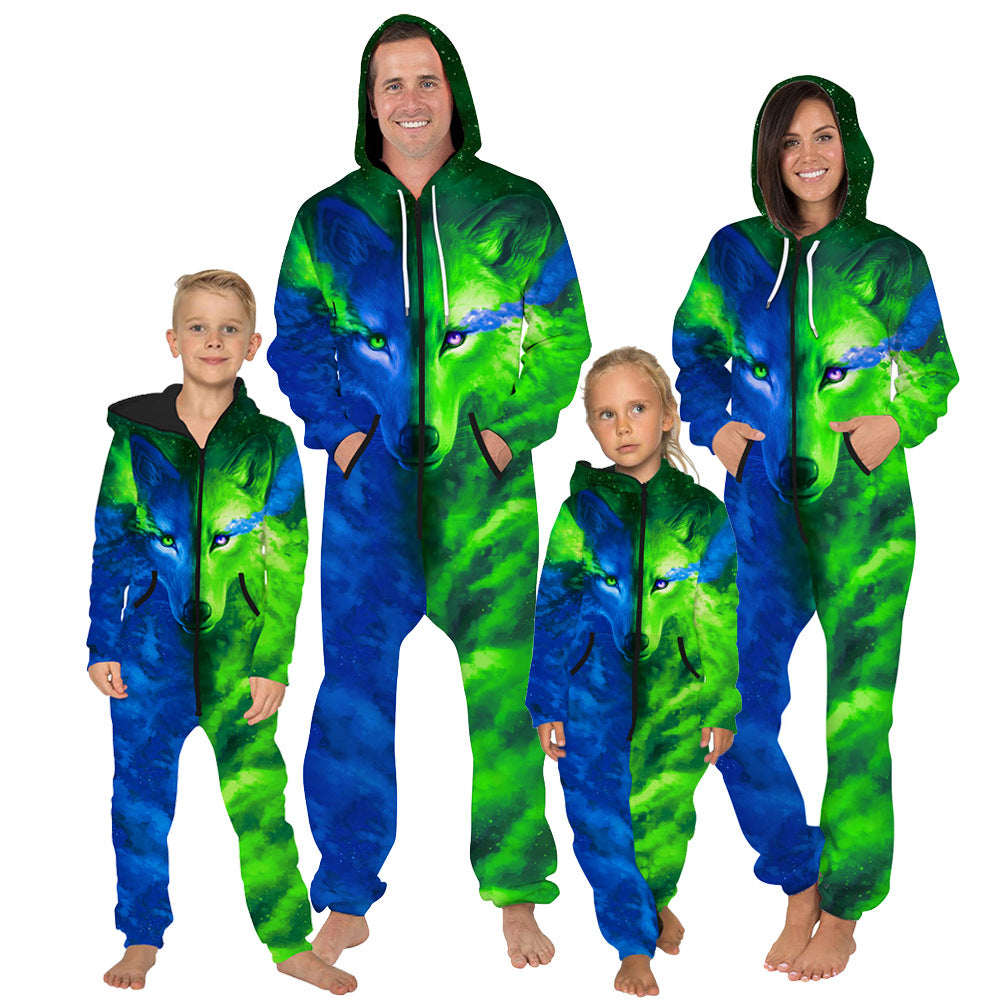 Family Matching Parent-child Long Sleeve Loose Digital Printing Pajamas