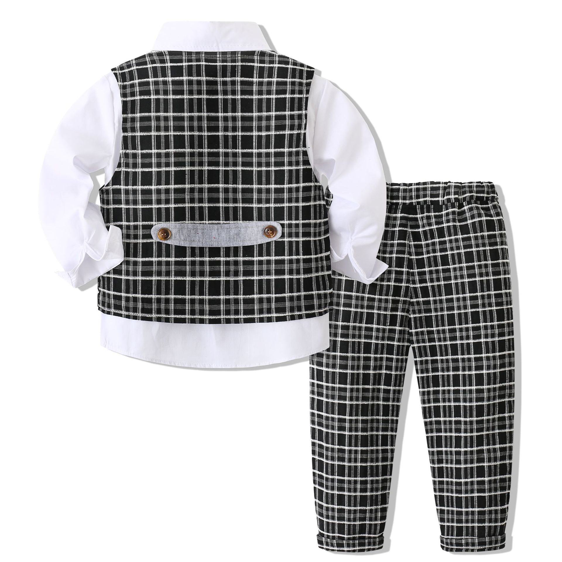 Kid Baby Boy Gentlemen Suit Plaid Party 3 Pcs Sets
