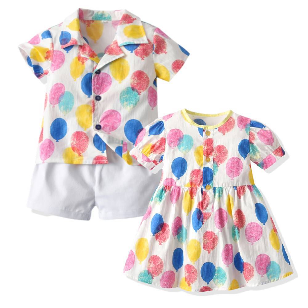 Kid Baby Boy Girl Creative Sibling Korean Printed Outfits 2 Pcs Sets