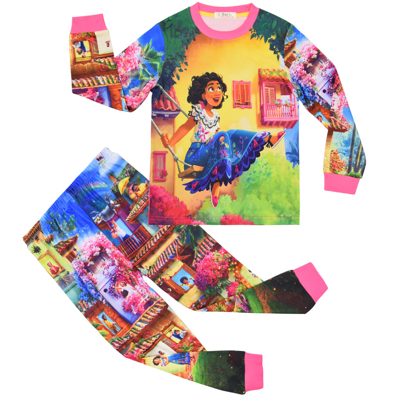 Kid Baby Girl Magic Full House Encanto Suit Long Sleeved Pajamas 2 Pcs Suits