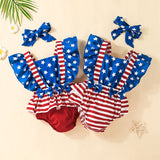 Baby Summer Festival Sleeveless Independence Day Striped Rompers