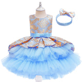Kid Baby Girl Christmas Long Dress Bow Lace Evening Dress