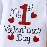 Little Baby Girl Valentine's Day Letter Long Sleeve 3 Pcs Sets