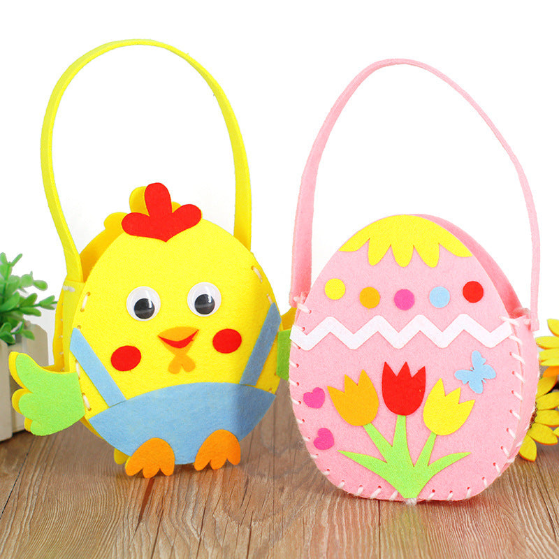 Easter Kids Handmade DIY Materials Bag Woven Tote Egg Bunny Bag