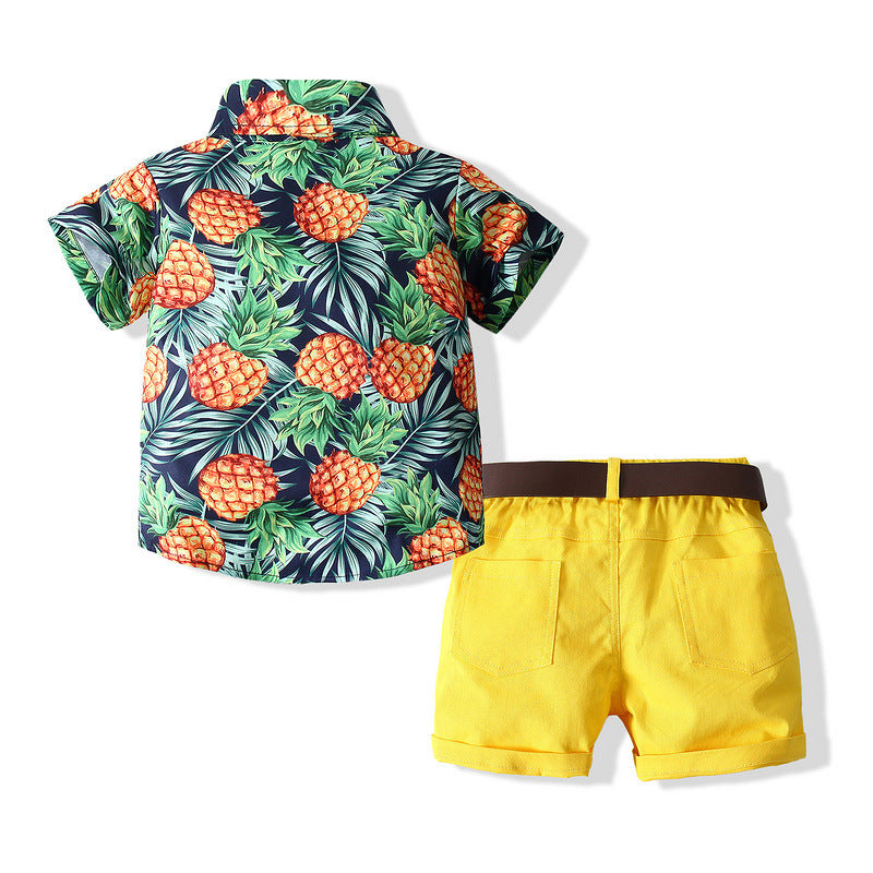 Kid Baby Boys Suit Beach Short Sleeve Pineapple Summer 2 Pcs Sets