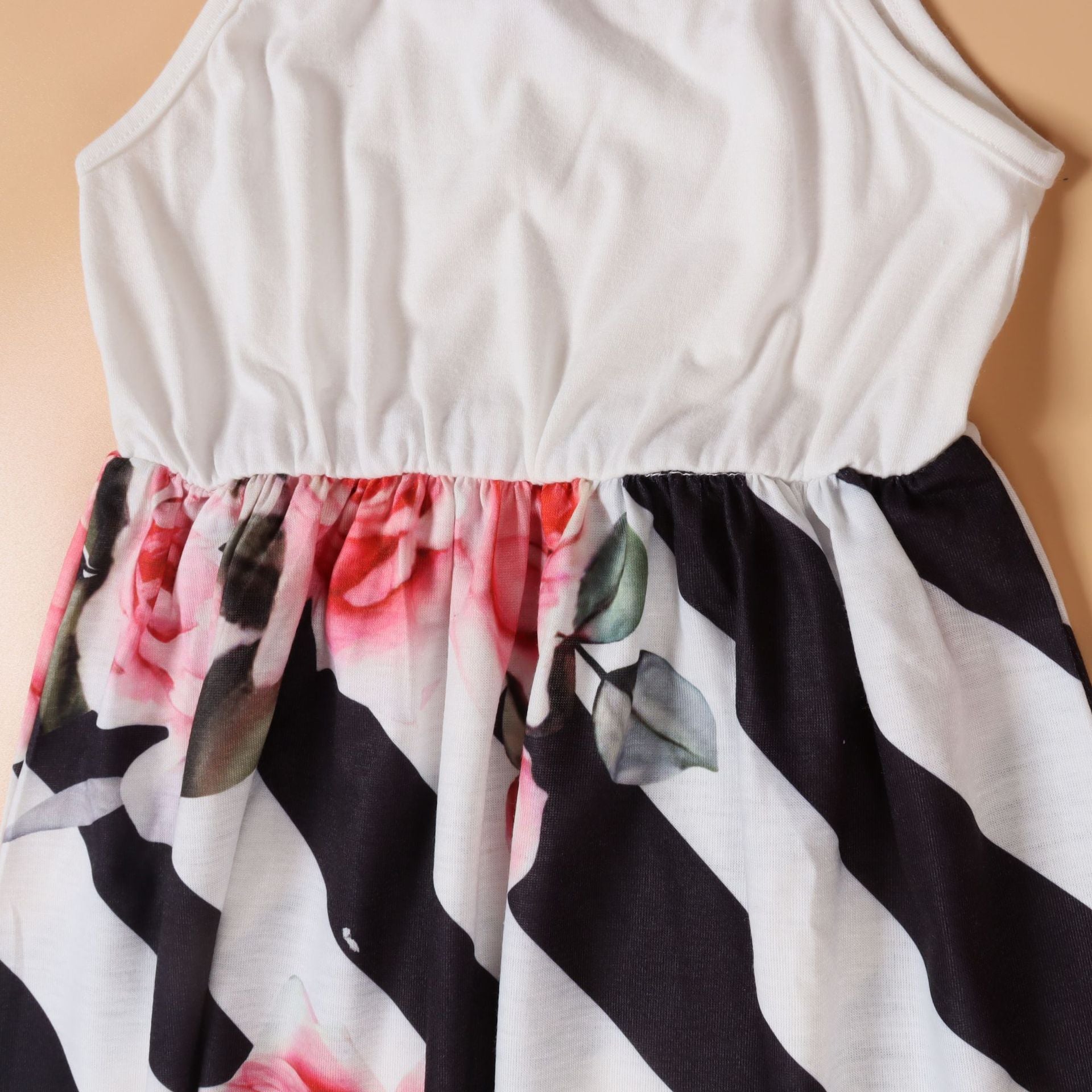 Family Matching Mother Daughter Halter Hawaiian Vacation Striped Dresses