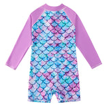 Kid Girls Swimsuit Long-sleeved One-piece Mermaid Swimwear
