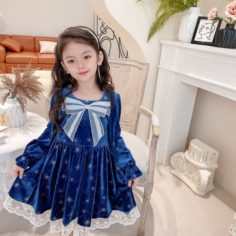 Kid Girl Autumn Winter Long Sleeves Christmas Casual Dress
