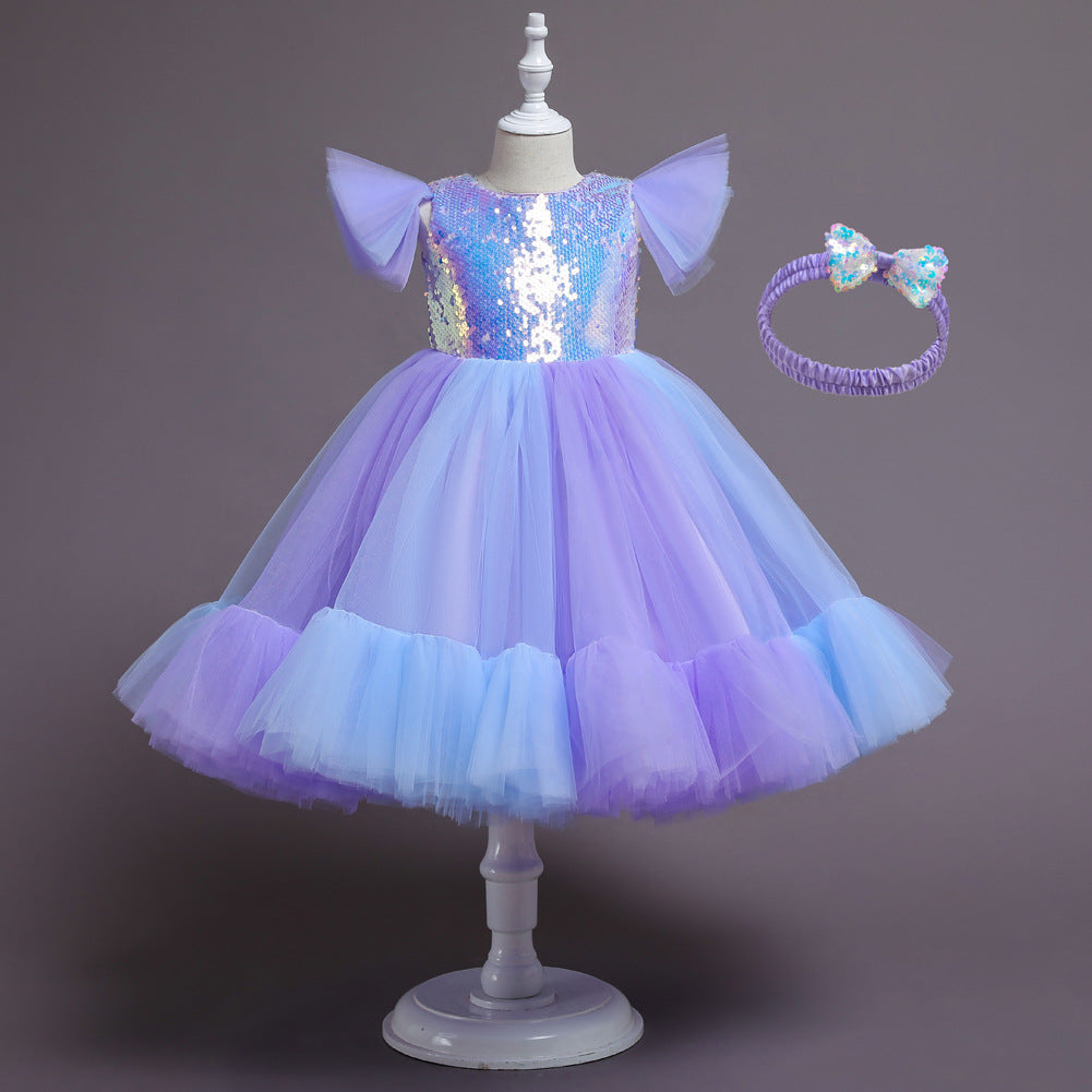 Kid Baby Girls Princess Sequins Rainbow Dress