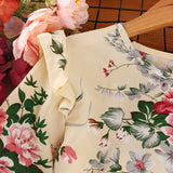 Kid Girl  Korean Long Sleeves Retro Autumn Flower Dresses