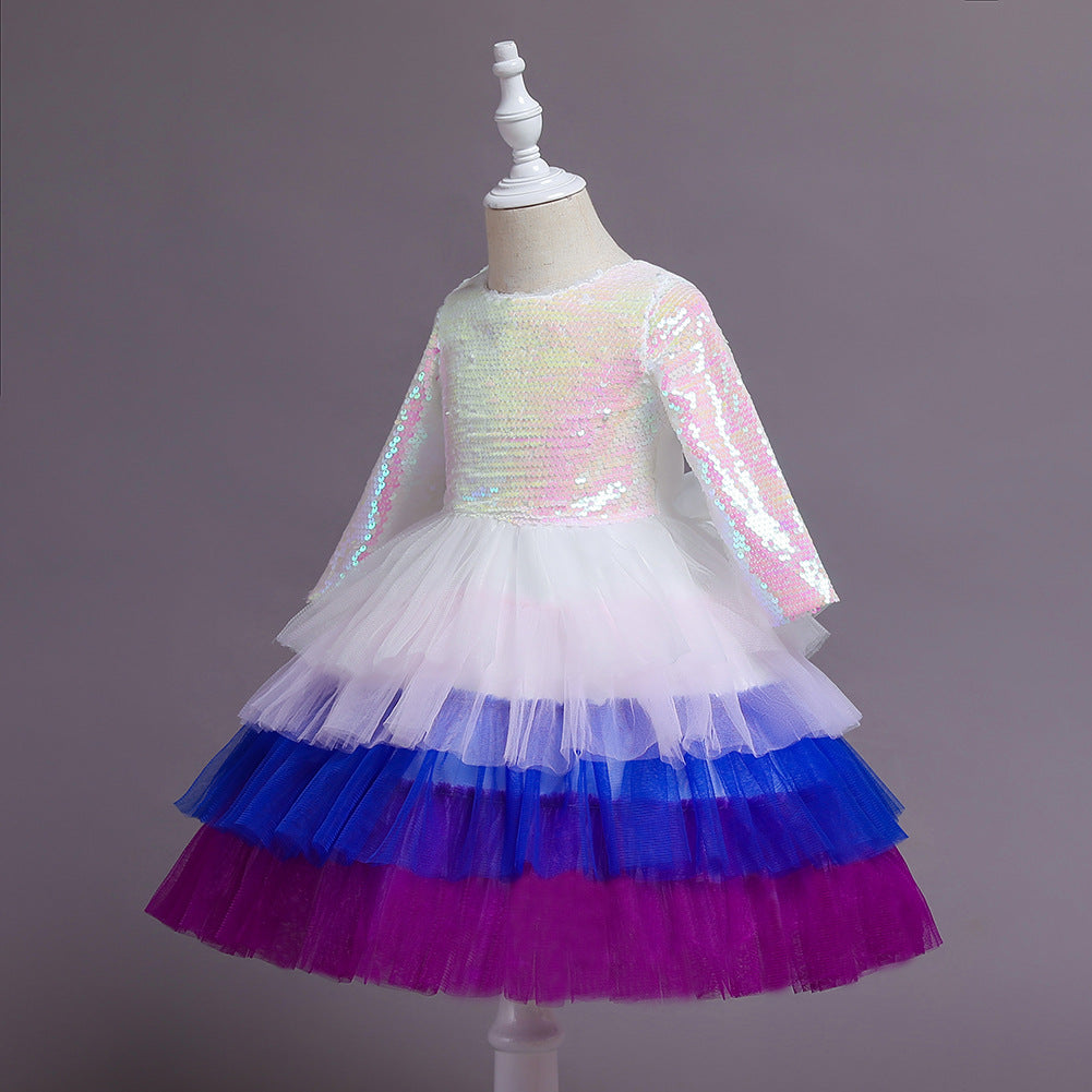 Kid Baby Girl Long-sleeved Gauze Puffy Princess Dress