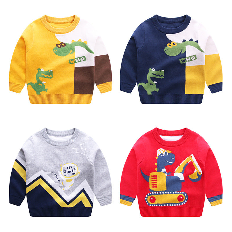Kid Baby Boy Top Combed Cotton Dinosaur Sweater