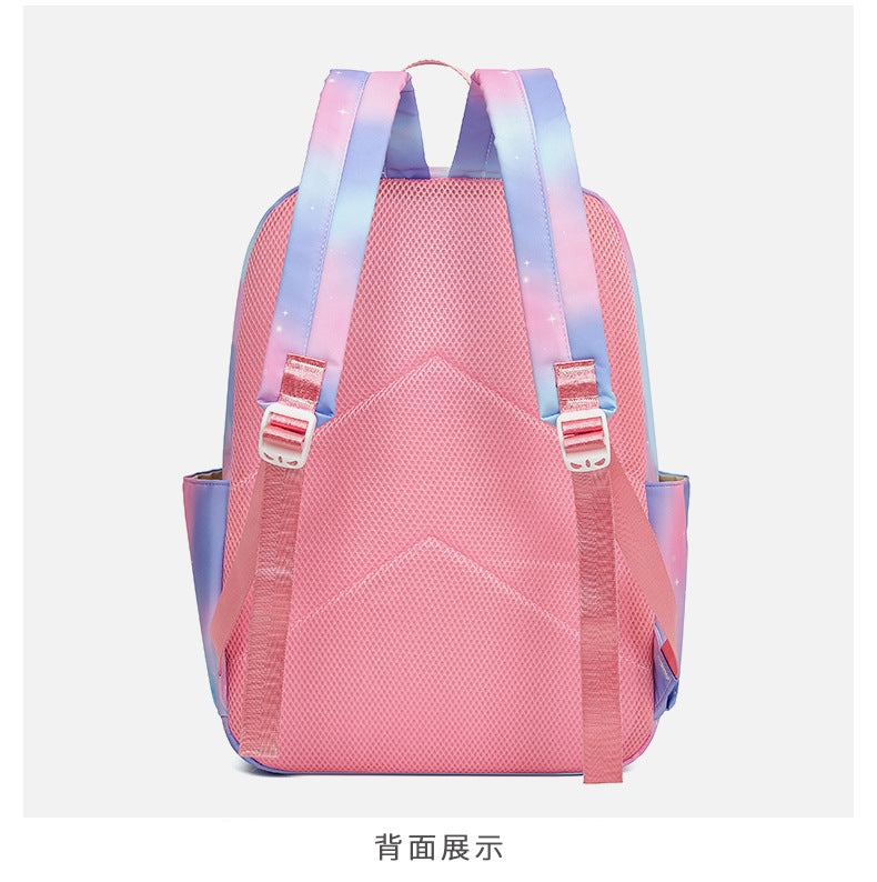 Kid Gradient Rainbow School Bag Large Capacity Backpack 3 Pcs Sets