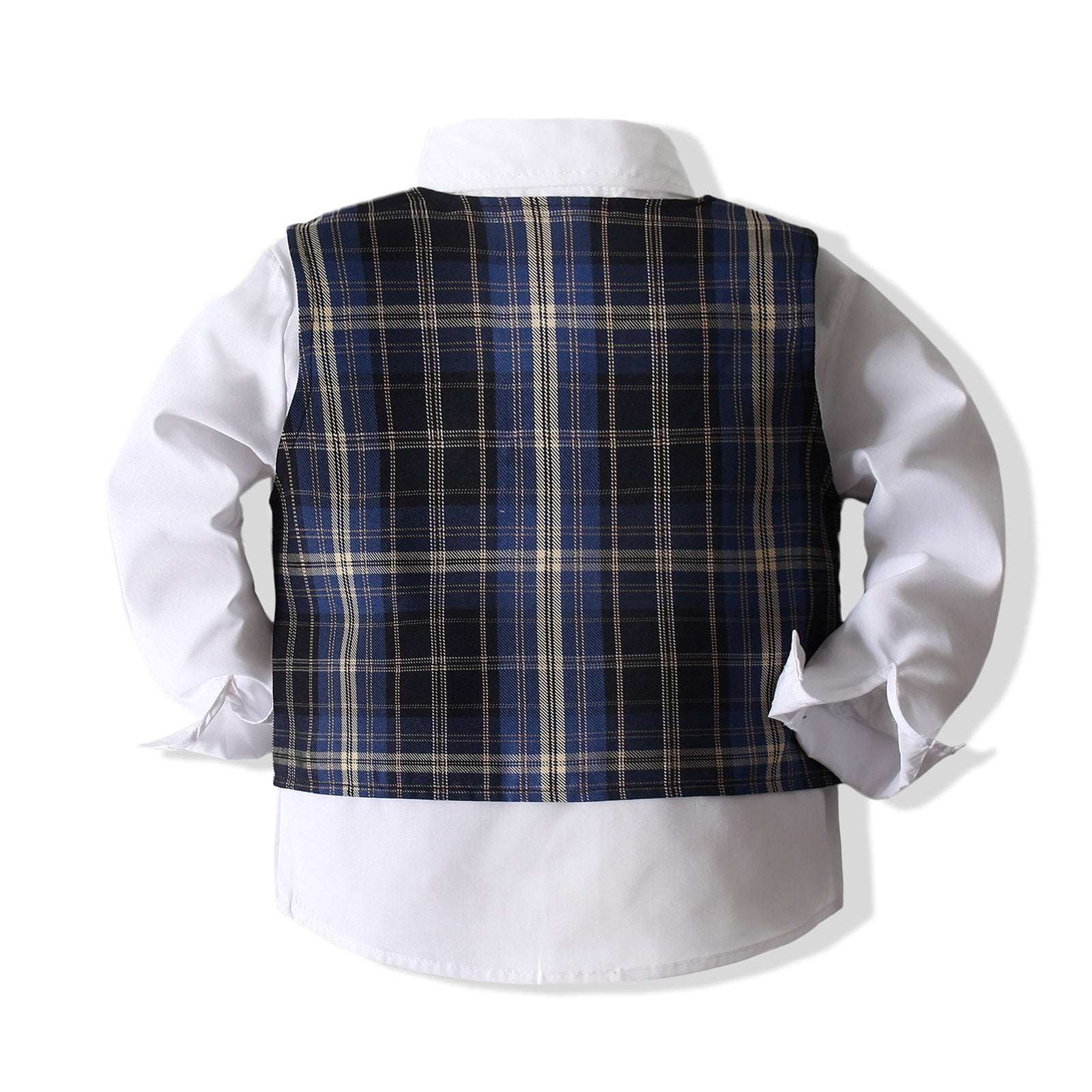 Kids Baby Boy Banquet Party Gentleman Plaid 3 Pcs Sets