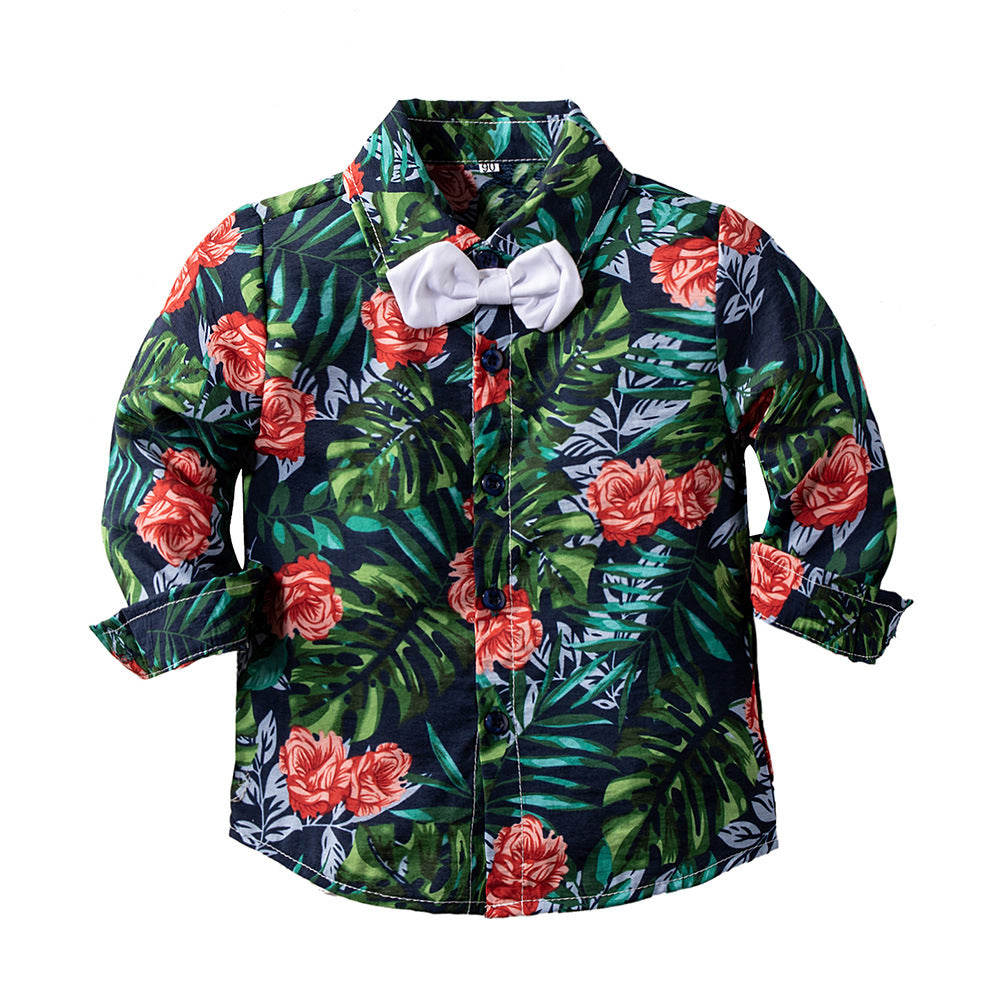 Kid Baby Boy Set Printed Long Sleeve Green 2 Pcs Suits