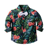 Kid Baby Boy Set Printed Long Sleeve Green 2 Pcs Suits