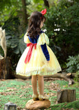 Kid Girl White Snow Princess Autumn Winter Bubble Sleeve Dresses