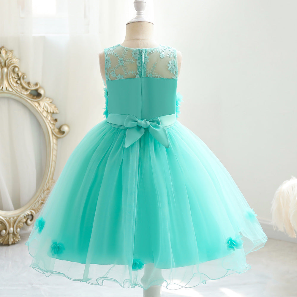 Baby Girl Princess Strapless Flower Mesh Lace Petals Dresses