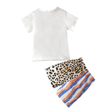 Kid Baby Girls Mosaic Pattern Letter Short Sleeve 2 Pcs Sets
