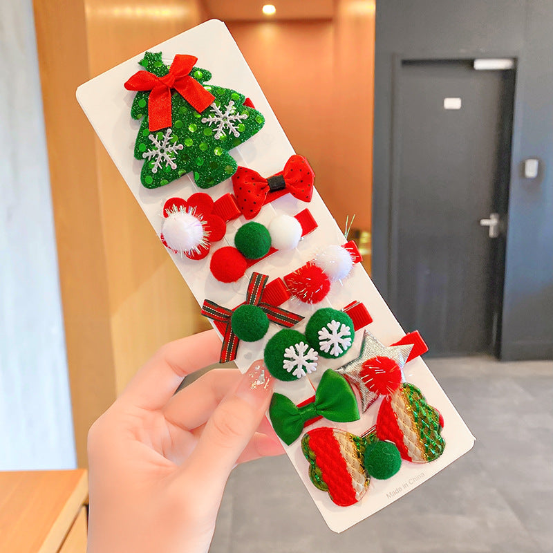 Kid Girl Hair Accessories Christmas Headress Santa Claus Elk Clip Headwear