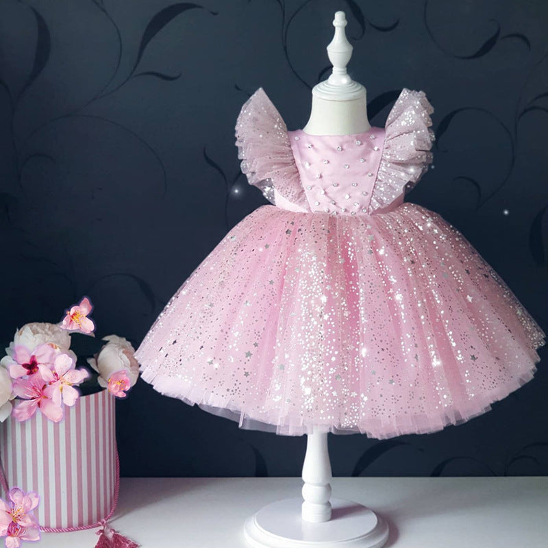 Kid Baby Girl Christmas Popular First Year Mesh Princess Dress