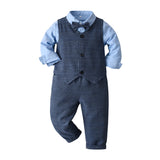 Kid Baby Boy Suit Long Sleeve Gentleman Birthday Party 4 Pcs Sets